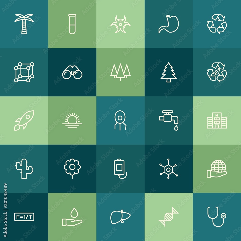 Poster modern simple set of health, science, nature vector outline icons. ..contains such icons as backgrou