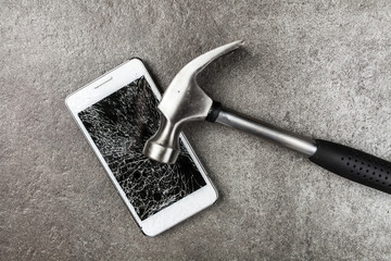 Smartphone with broken screen