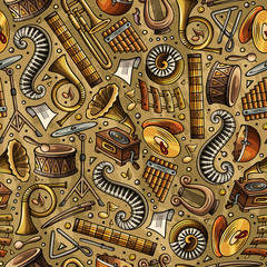 Cartoon hand-drawn Classic music seamless pattern