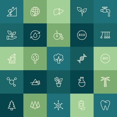 Modern Simple Set of health, science, nature Vector outline Icons. ..Contains such Icons as water,  healthy,  ecology,  mouth, palm,  liver and more on green background. Fully Editable. Pixel Perfect.