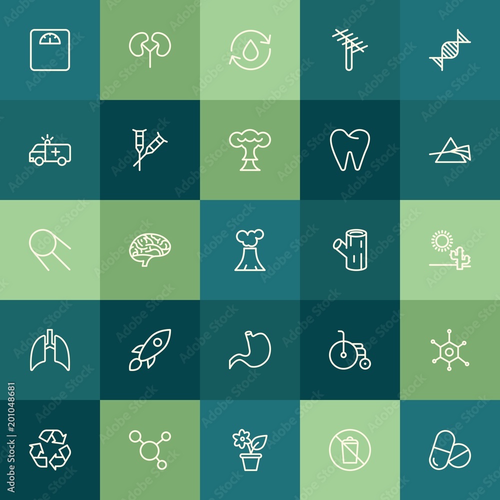 Poster modern simple set of health, science, nature vector outline icons. ..contains such icons as clean, b