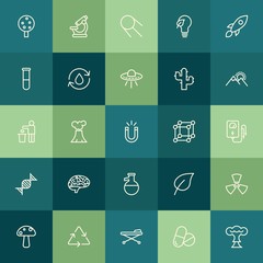 Modern Simple Set of health, science, nature Vector outline Icons. ..Contains such Icons as  laboratory,  recycling,  vitamin,  green,  bed and more on green background. Fully Editable. Pixel Perfect.