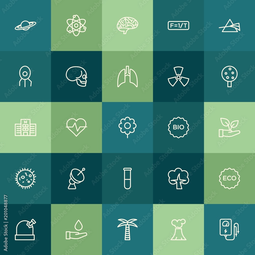 Poster modern simple set of health, science, nature vector outline icons. ..contains such icons as concept,