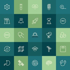 Modern Simple Set of health, science, nature Vector outline Icons. ..Contains such Icons as  research,  isolated,  kidney,  technology and more on green background. Fully Editable. Pixel Perfect.