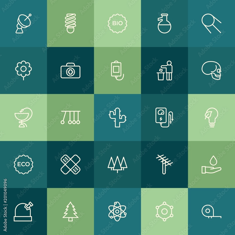Poster modern simple set of health, science, nature vector outline icons. ..contains such icons as experime