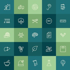 Modern Simple Set of health, science, nature Vector outline Icons. ..Contains such Icons as  transportation,  balance,  night,  medical and more on green background. Fully Editable. Pixel Perfect.