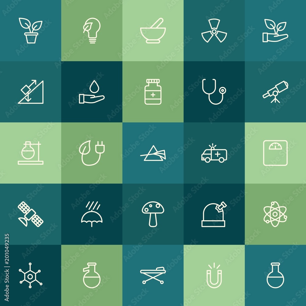 Poster modern simple set of health, science, nature vector outline icons. ..contains such icons as power, h