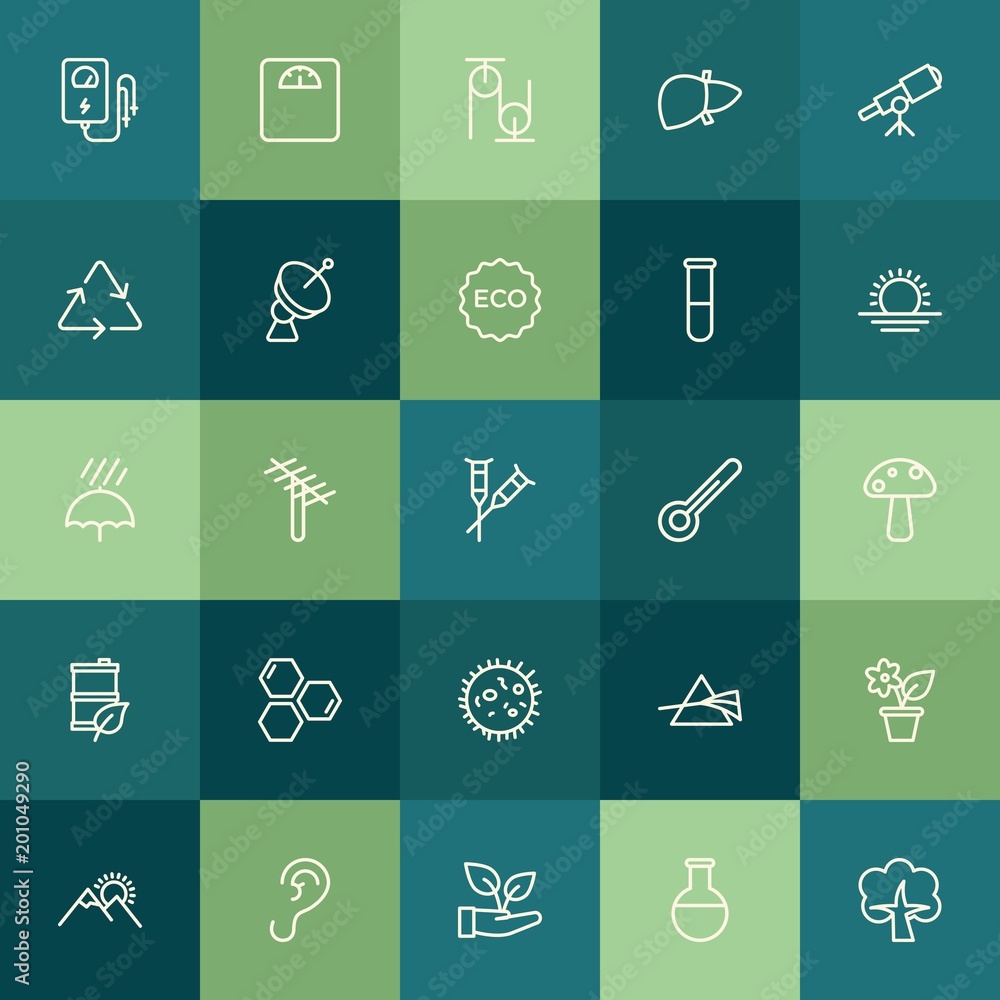Poster modern simple set of health, science, nature vector outline icons. ..contains such icons as landscap