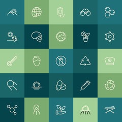 Modern Simple Set of health, science, nature Vector outline Icons. ..Contains such Icons as  look,  organ,  ecology,  medical,  patient and more on green background. Fully Editable. Pixel Perfect.