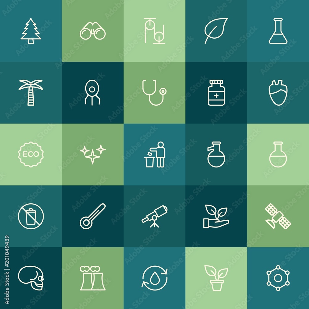 Poster modern simple set of health, science, nature vector outline icons. ..contains such icons as skeleton