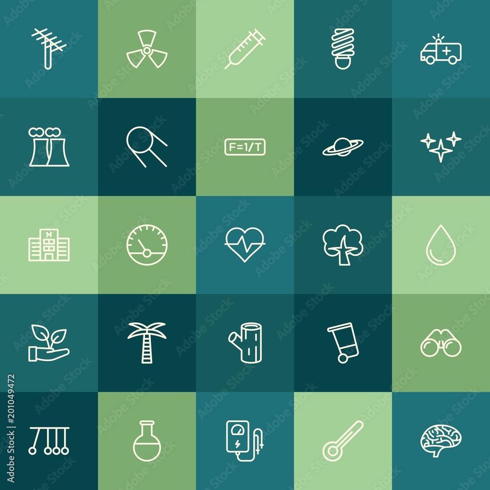 Poster modern simple set of health, science, nature vector outline icons. ..contains such icons as communic