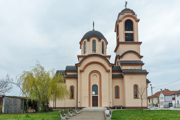 Fototapeta na wymiar Belgrade, Serbia April 07, 2018: Orthodox Church of Sv. Avakuma and Paisiya on Altina, Belgrade.