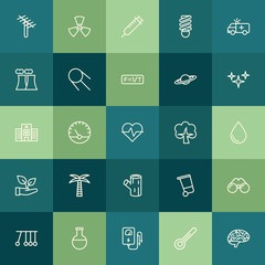 Modern Simple Set of health, science, nature Vector outline Icons. ..Contains such Icons as  communication,  dish,  device,  metal,  view and more on green background. Fully Editable. Pixel Perfect.