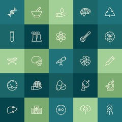 Modern Simple Set of health, science, nature Vector outline Icons. ..Contains such Icons as  healthy,  laboratory,  skeleton,  bone,  human and more on green background. Fully Editable. Pixel Perfect.