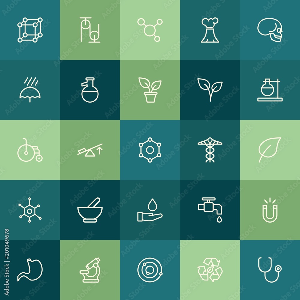 Poster modern simple set of health, science, nature vector outline icons. ..contains such icons as isolated