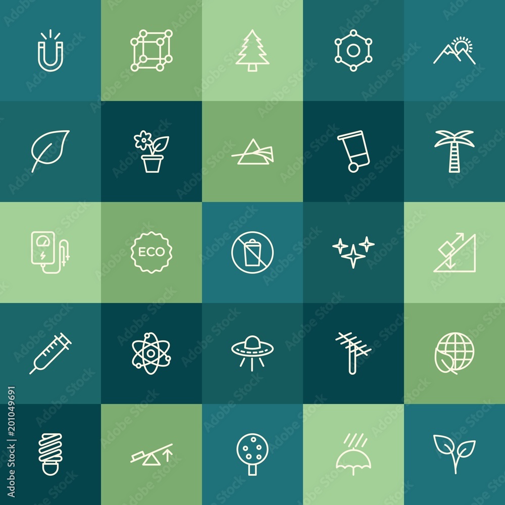 Poster modern simple set of health, science, nature vector outline icons. ..contains such icons as tree, el