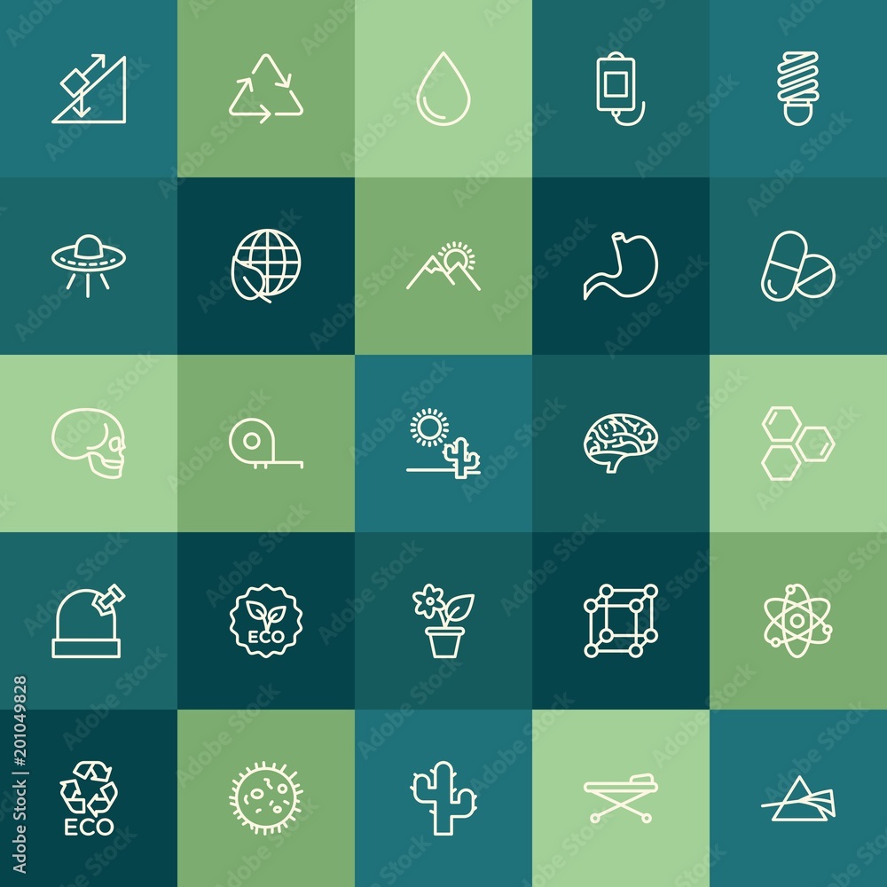 Poster modern simple set of health, science, nature vector outline icons. ..contains such icons as colorful
