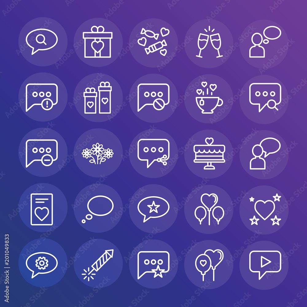 Aufkleber modern simple set of chat and messenger, valentine vector outline icons. ..contains such icons as ce