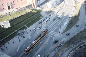 city street of warsaw from above