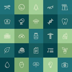 Modern Simple Set of health, science, nature Vector outline Icons. ..Contains such Icons as  ecology, measurement,  first,  organ,  patient and more on green background. Fully Editable. Pixel Perfect.