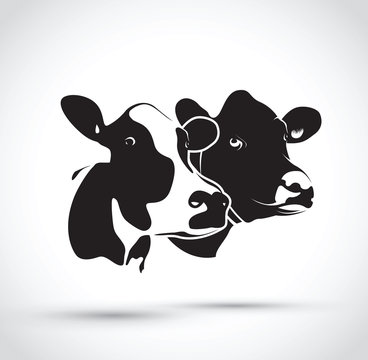 set of two abstract cow heads