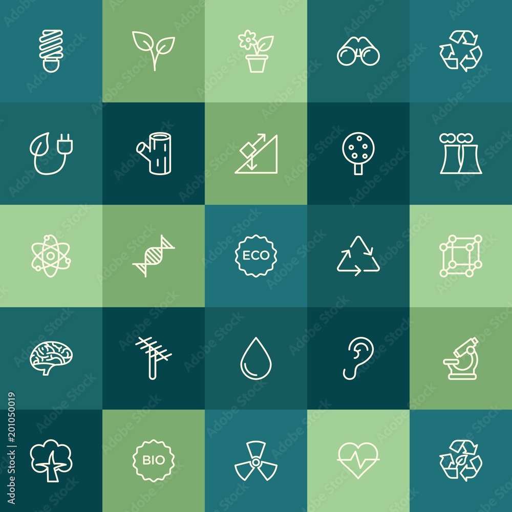 Poster modern simple set of health, science, nature vector outline icons. ..contains such icons as danger, 