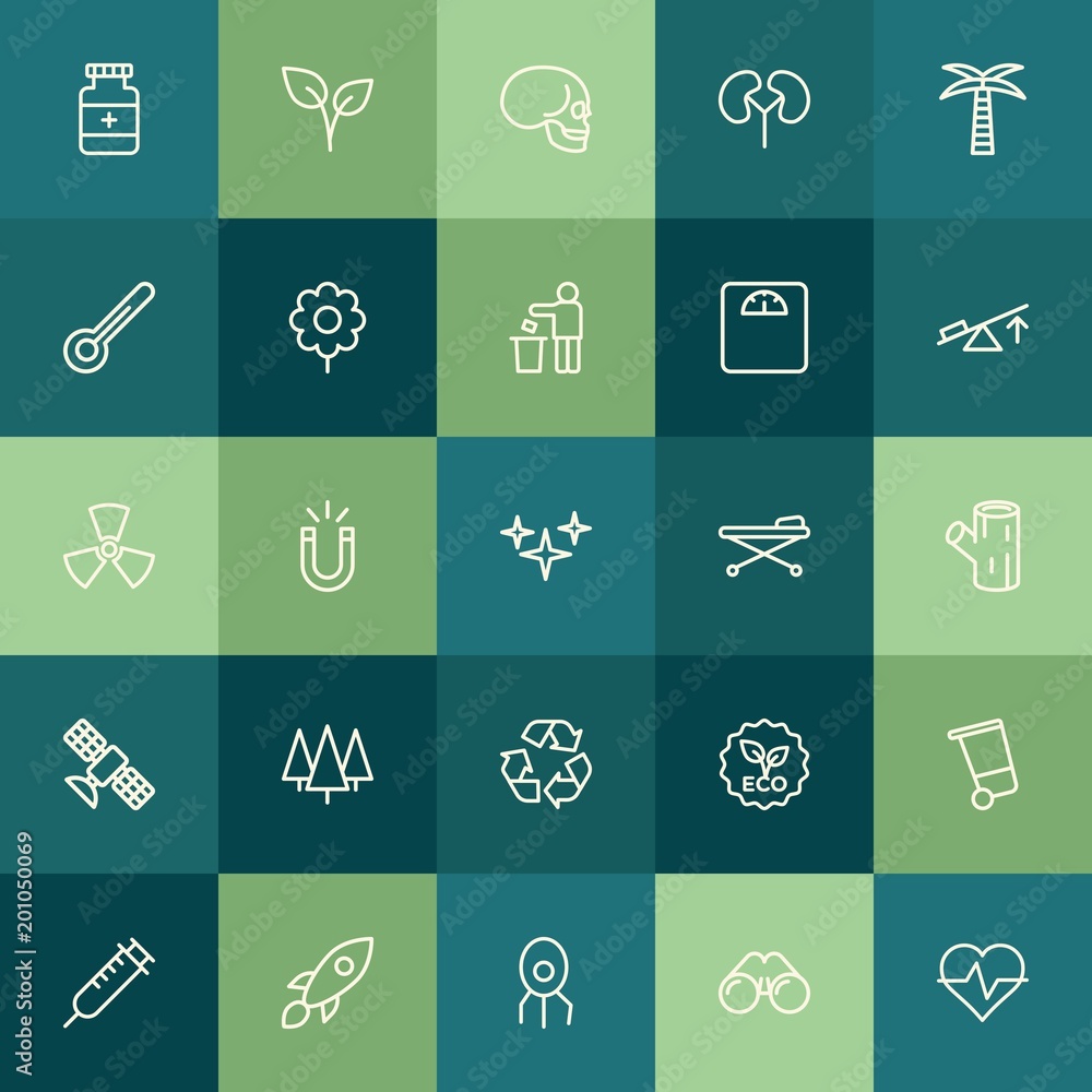 Poster modern simple set of health, science, nature vector outline icons. ..contains such icons as space, m