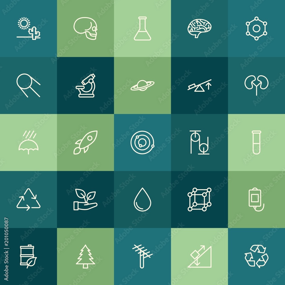 Aufkleber modern simple set of health, science, nature vector outline icons. ..contains such icons as chemistr
