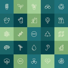 Modern Simple Set of health, science, nature Vector outline Icons. ..Contains such Icons as  danger,  human, technology,  medical,  ecology and more on green background. Fully Editable. Pixel Perfect.