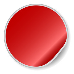 Mockup of a round red sticker. Easy to change the background