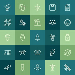 Modern Simple Set of health, science, nature Vector outline Icons. ..Contains such Icons as weight,  health, electrical,  electricity,  lab and more on green background. Fully Editable. Pixel Perfect.