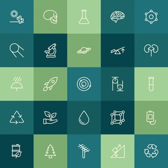 Modern Simple Set of health, science, nature Vector outline Icons. ..Contains such Icons as  chemistry,  physics,  donation,  nature, human and more on green background. Fully Editable. Pixel Perfect.