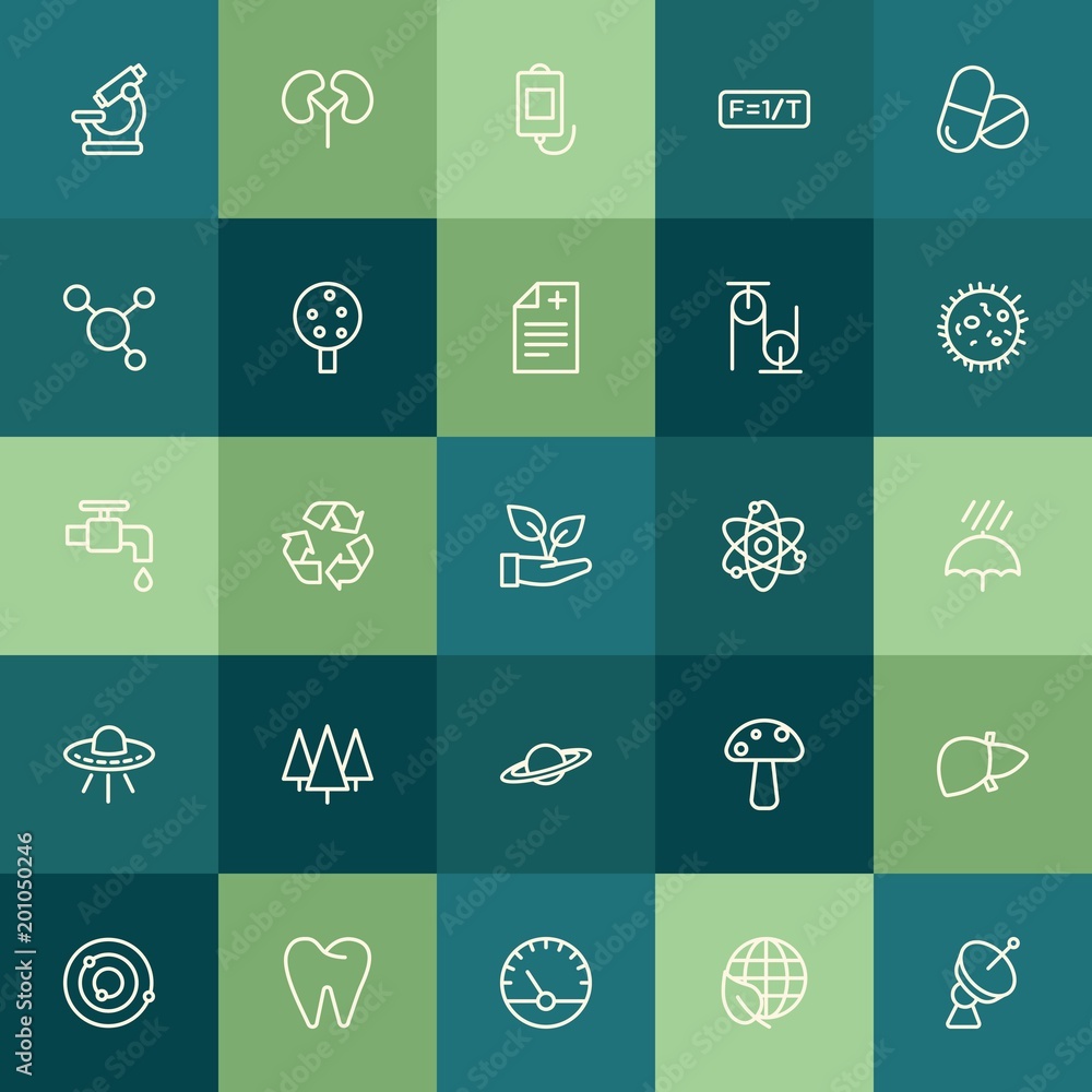 Poster modern simple set of health, science, nature vector outline icons. ..contains such icons as solar, r