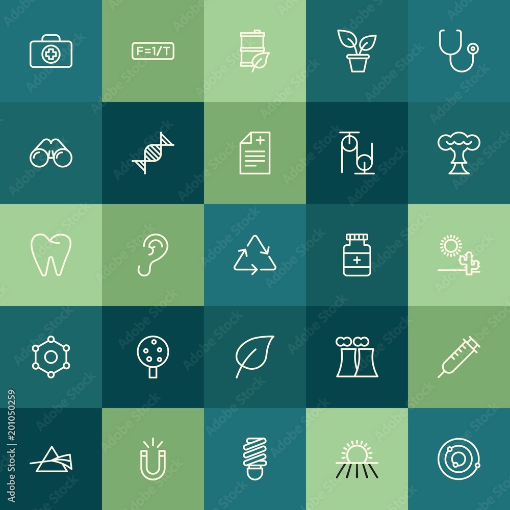 Poster modern simple set of health, science, nature vector outline icons. ..contains such icons as school, 
