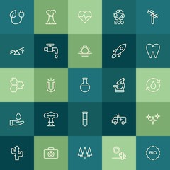Modern Simple Set of health, science, nature Vector outline Icons. ..Contains such Icons as  green, forest, pulse,  landscape,  icon, bio and more on green background. Fully Editable. Pixel Perfect.