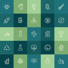 Modern Simple Set of health, science, nature Vector outline Icons. ..Contains such Icons as  microscope,  device,  equipment, green,  panel and more on green background. Fully Editable. Pixel Perfect.