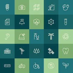 Modern Simple Set of health, science, nature Vector outline Icons. ..Contains such Icons as  handicap,  medicine,  communication,  waste and more on green background. Fully Editable. Pixel Perfect.