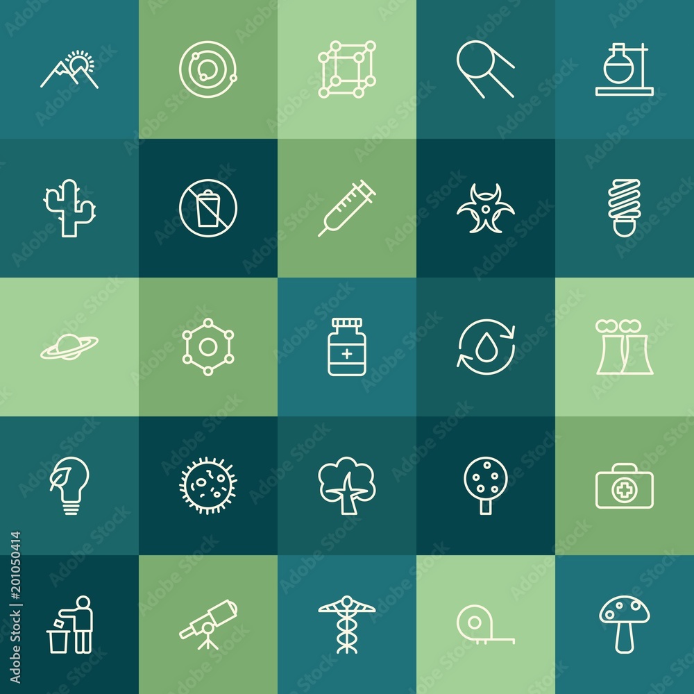 Poster modern simple set of health, science, nature vector outline icons. ..contains such icons as symbol, 