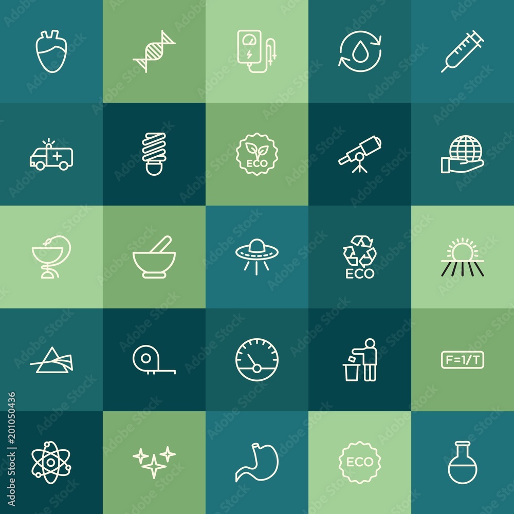Poster modern simple set of health, science, nature vector outline icons. ..contains such icons as human, c