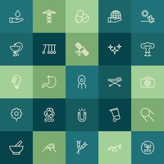 Modern Simple Set of health, science, nature Vector outline Icons. ..Contains such Icons as space, health,  concept,  astronomy,  universe and more on green background. Fully Editable. Pixel Perfect.