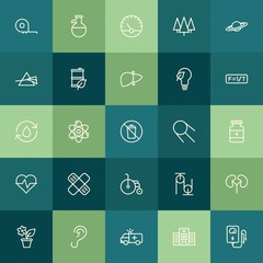Modern Simple Set of health, science, nature Vector outline Icons. ..Contains such Icons as  device, meter,  rescue,  interior,  emergency and more on green background. Fully Editable. Pixel Perfect.