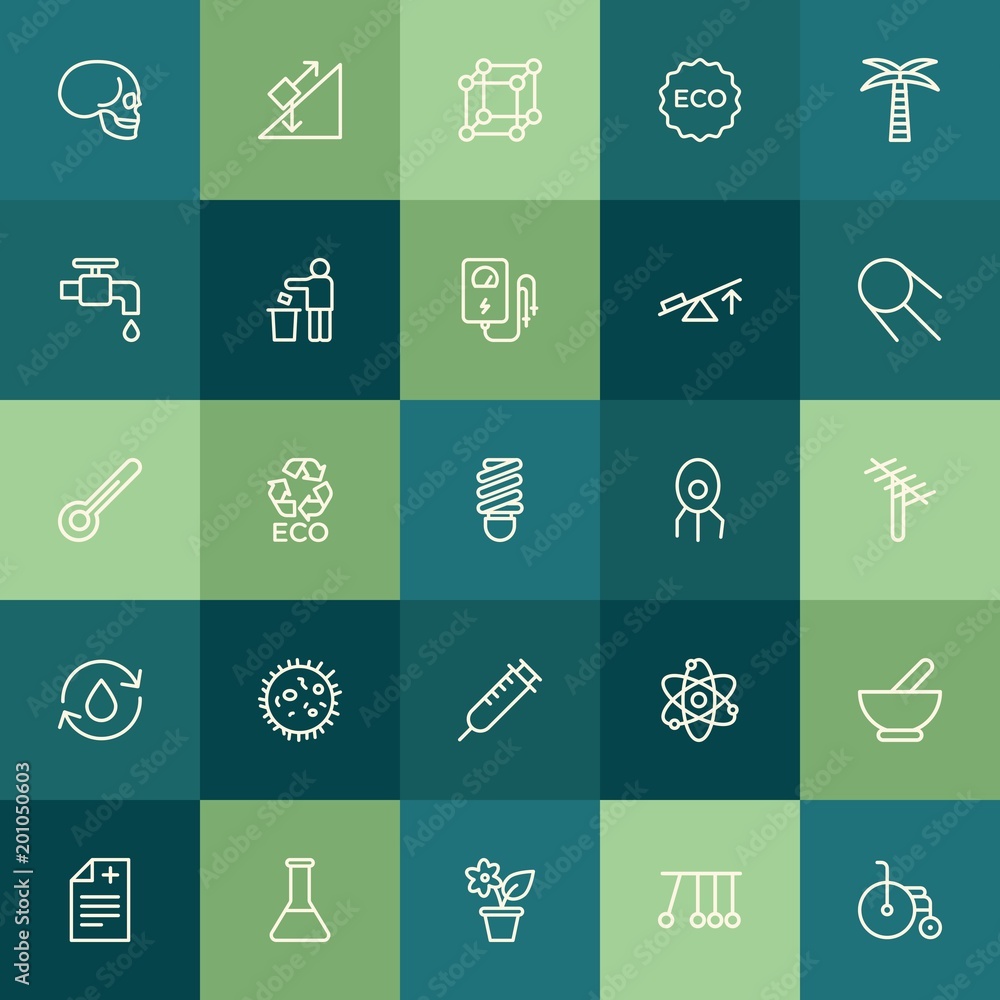 Poster modern simple set of health, science, nature vector outline icons. ..contains such icons as disabled