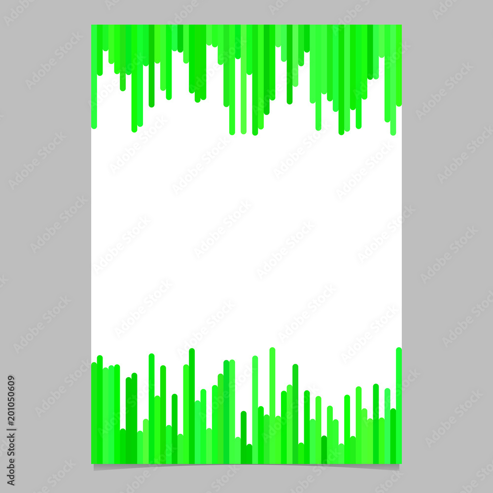 Poster flyer template from vertical lines in green tones - blank vector page background graphic design