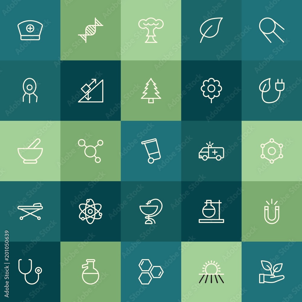 Poster modern simple set of health, science, nature vector outline icons. ..contains such icons as structur