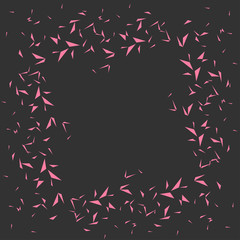 Pink abstract confetti frame background.