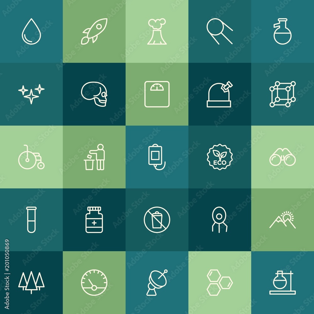 Poster modern simple set of health, science, nature vector outline icons. ..contains such icons as space, r