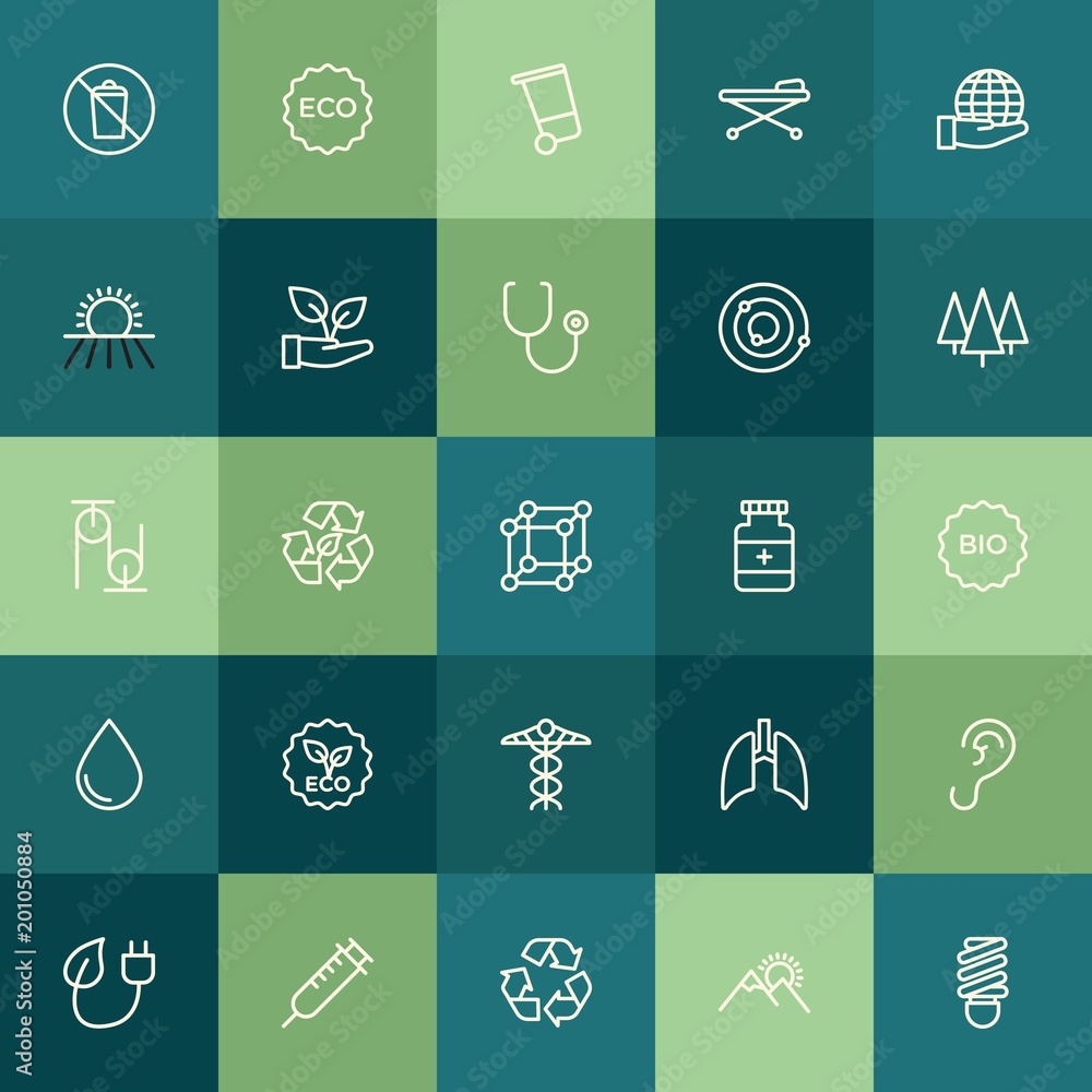 Poster modern simple set of health, science, nature vector outline icons. ..contains such icons as sign, bi