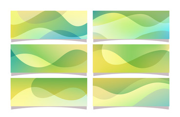 Banner collection of abstract gradient colors with wave shapes decoration. Colorful vector illustration, perfect for covers, web headers, banner designs and backgrounds. Green banner collection.