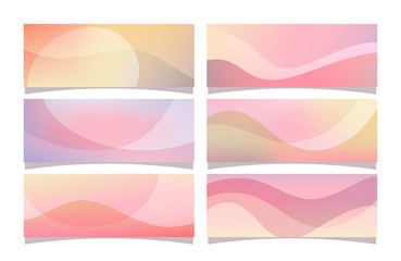 Obraz premium Banner collection of abstract gradient colors with wave shapes decoration. Colorful vector illustration, perfect for covers, web headers, banner designs and backgrounds. Soft pink banner collection.