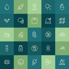 Modern Simple Set of health, science, nature Vector outline Icons. ..Contains such Icons as  space,  research,  volcanic,  illustration and more on green background. Fully Editable. Pixel Perfect.